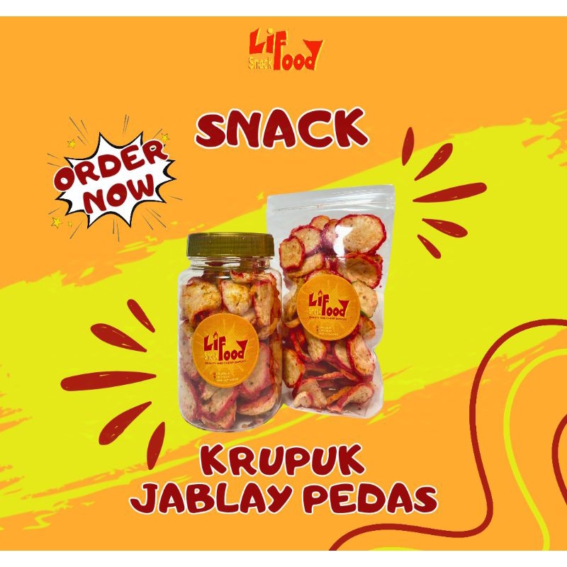 

Kerupuk Jblay Pedas - 70 gram, 1/4 gram - Rasakan Nikmatnya - lifood_id