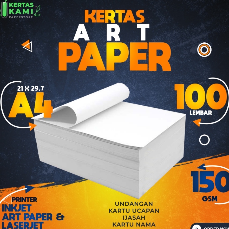 

KP8 Kes Art Paper 15 gsm A4 isi 1 Lembar Art Paper 15 gram 1 Pack Bahan Lemas Brosur Pamflet Flyer Semi Glossy