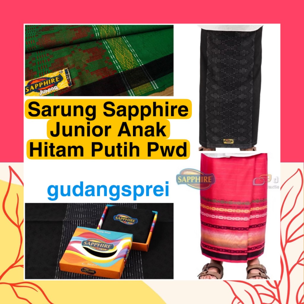 SARUNG SAPPHIRE ANAK / SAFIR JUNIOR HITAM PUTIH PWD