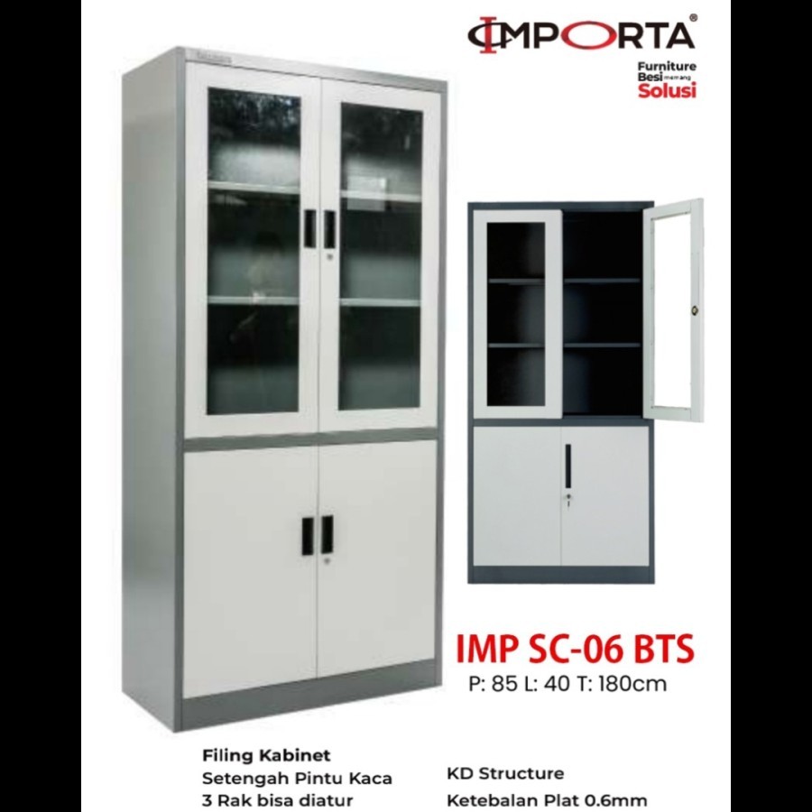 Lemari Arsip IMPORTA Filling Cabinet Kantor Rumah Swing Sliding Door metal besi Steel Kabinet pintu 