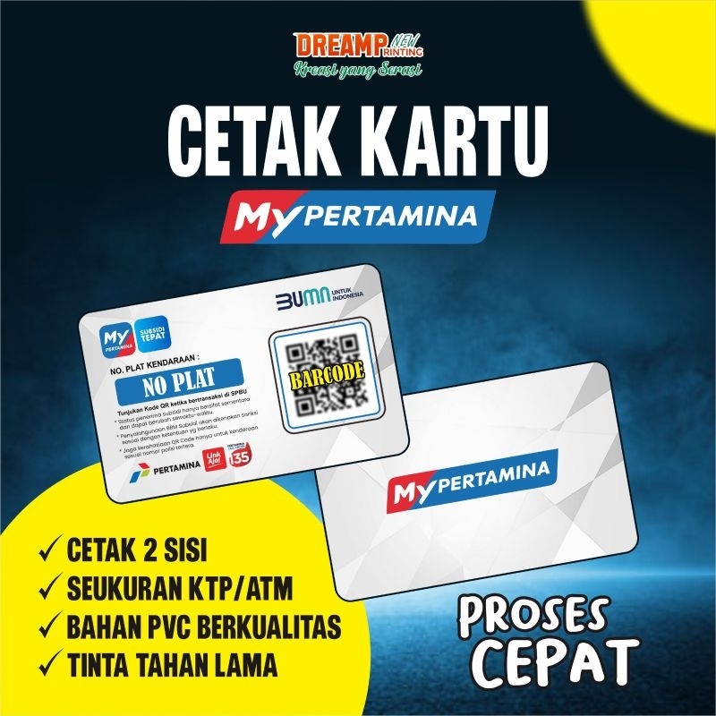 

Cetak Kartu My Pertamina Barcode Bahan Tebal Anti Luntur Sehari Bisa Jadi