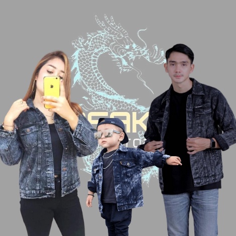 KODE B68E Jaket Jeans Couple  jaket uple anak  jaket uple keluarga