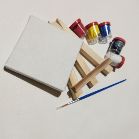 

Sekarang Bermanfaat mini kanvas ukuran 1x1 cm set canvas lukis set 5 warna dasar plus kuas round dan stand lukis 15 cm