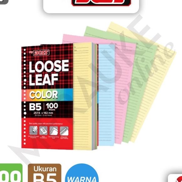 

HJ6 Boss Loose Leaf Warna Garis Ukuran B5 Isi 1 Lembar