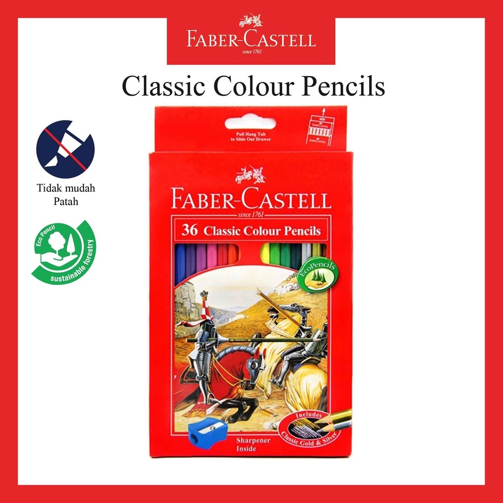 

KODE X42F Pensil Warna Faber Castell 36 Warna Classic Colour Pencil Ukuran Panjang Gratis Rautan
