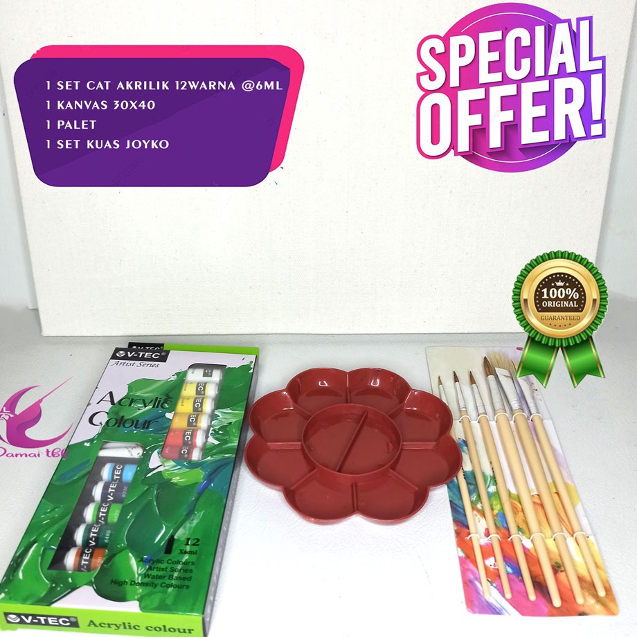 

Dijamin Puas Paket Lukis E2 Kanvas kanvas 3x4 kuas palet cat akrilik