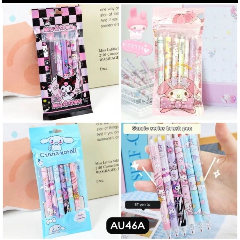 

6 in 1 Pulpen pel gel karakter kuromi cinnamoroll lucu bandul anak pena tinta hitam | pulpen lucu | pulpen murah| random