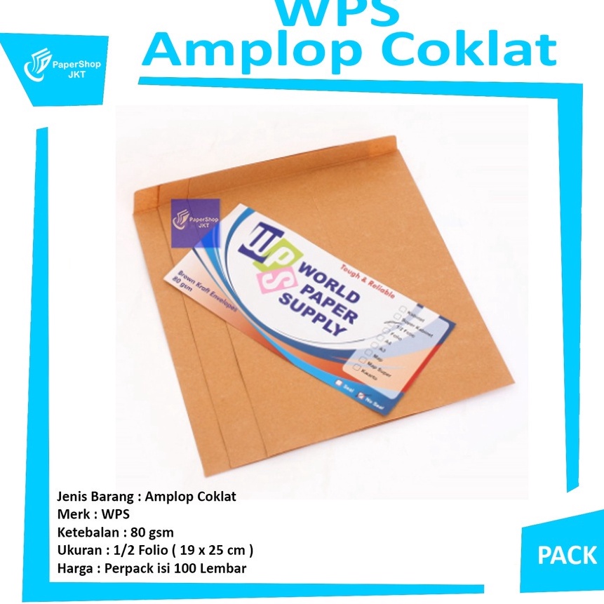 

KP8 WPS Amplop Coklat Ukuran 12 Folio Non Seal Pack