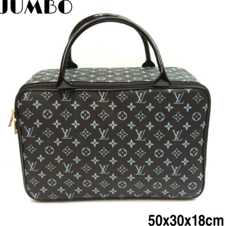 KODE H34U TRAVEL BAG PREMIUM TAS KOPER WANITA LV BUNGA HITAM
