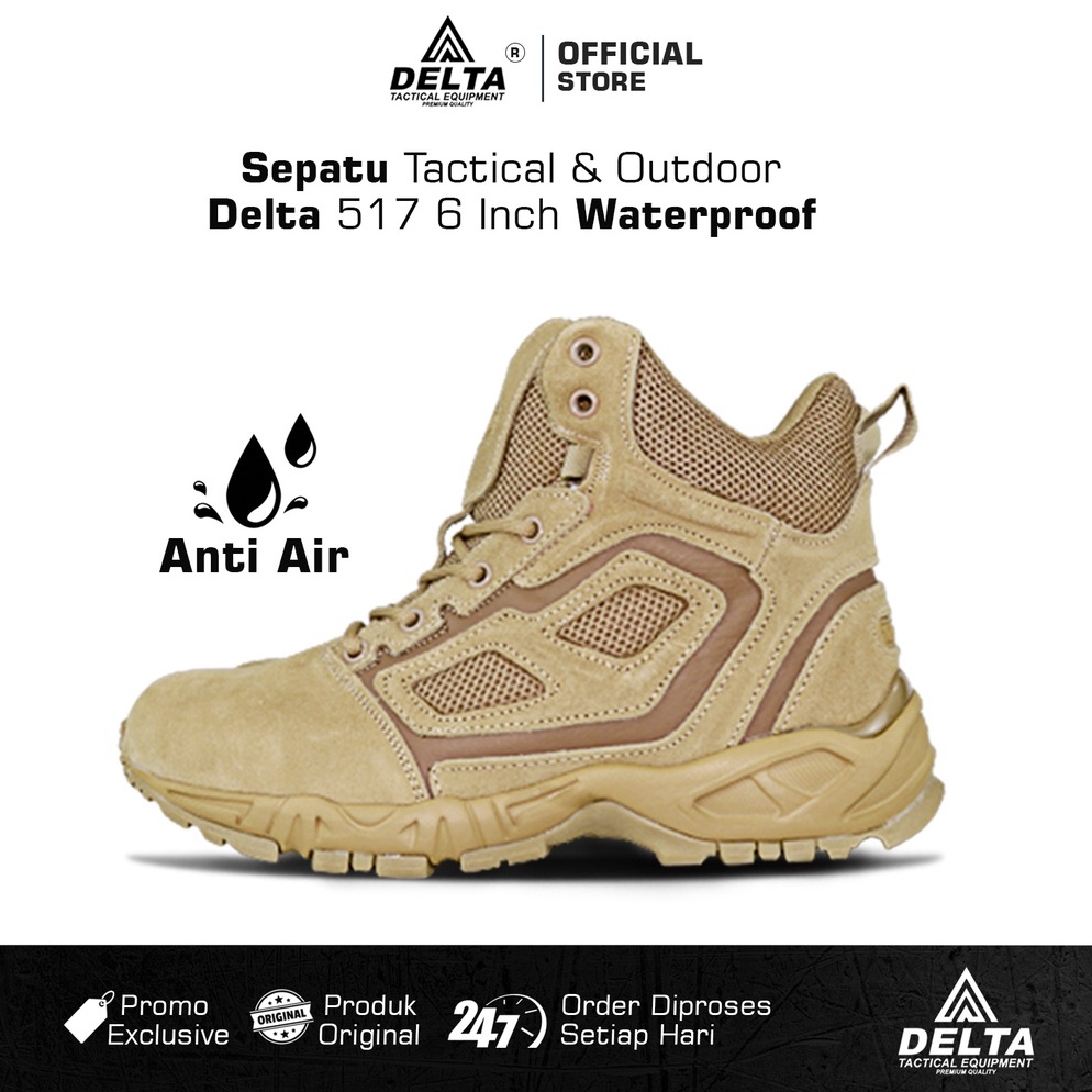Model Baru Sepatu Delta Tactical Boots 517 Waterproof 6 Inch 8 Inch Original