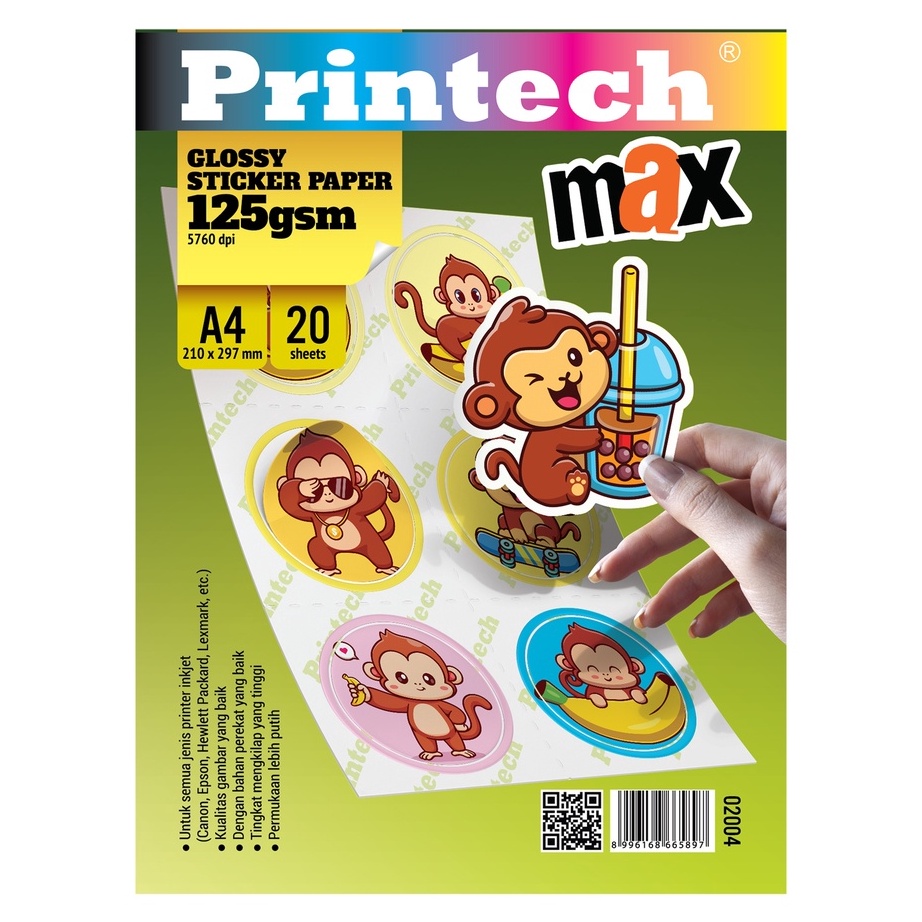 

Hot Kes Foto Photo Paper Printech Glossy Sticker MAX A4 125gsm 24N