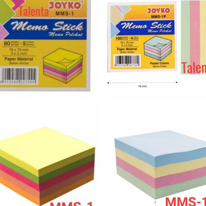 

KF7 Sticky Note Memo Tempel Joyko Warna Pastel MMS1P Neon MMS1