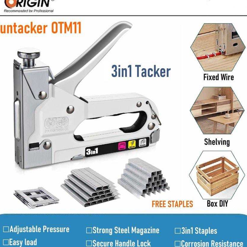 

Flash Promo Guntacker 3in1 OTM 11 Stapler Tembak Kayu 1 SET Gun Tacker 3 in 1