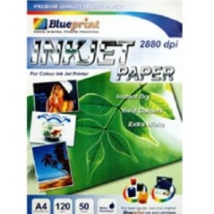 

Cashback Blueprint Inkjet Paper BPIPA412 A4 5 Sheet 12 gsm Cast Coating Extra White Water Resist