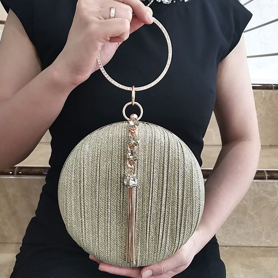 Harga Promo Tas Pesta Kondangan Wanita Import Mewah Kristal Kain Satin Lucu Bulat Wisuda 7271 KLIKSI