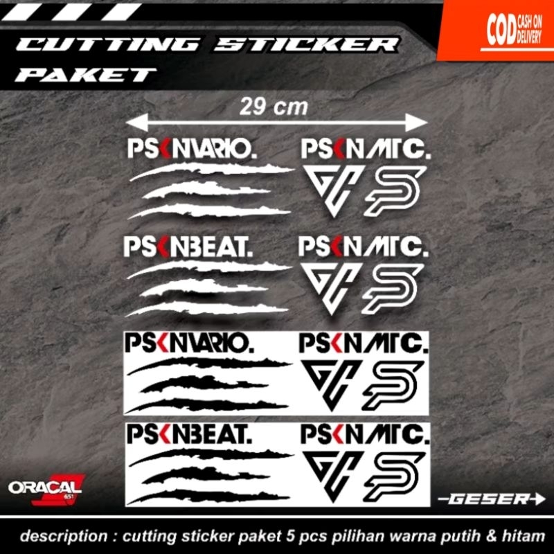 stiker cutting sticker motor setiker paket beat vario 125 new cakar harimau psknmtc pasukan matic gc