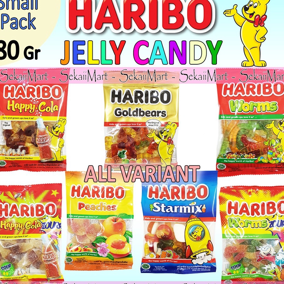 

TERLARIZZZ HARIBO Permen Jely Aneka Rasa Buah Kemasan Kecil 8g Jelly Candy All Variant Small Pack Gold Bear