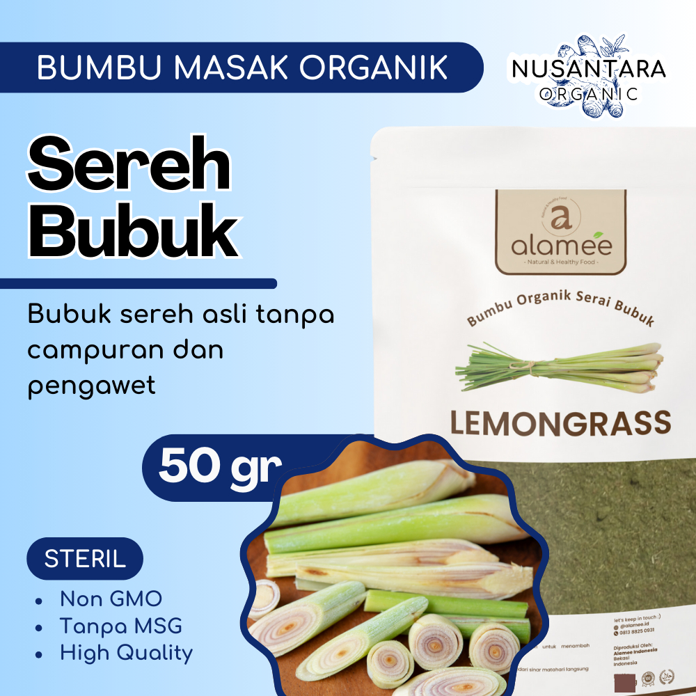 

ALAMEE Bubuk Sereh 50 gram Lemongrass Powder Serai Bumbu Masak Dapur Organik Rempah Rimpang