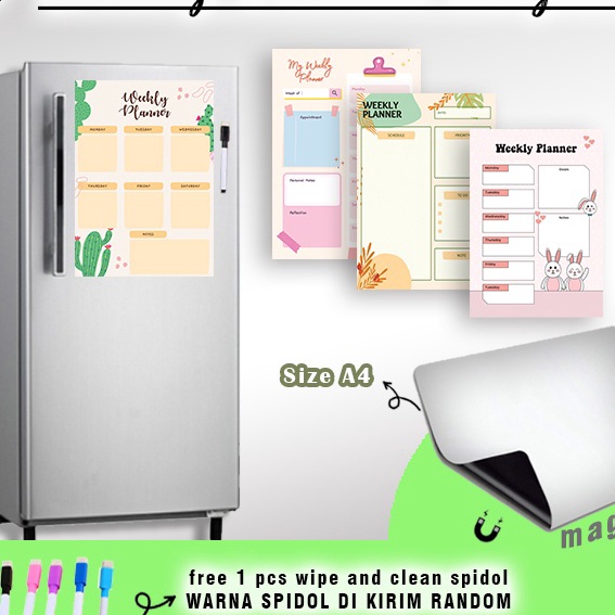 

Langka Weekly Planner Magnetic Papan Jadwal Magnet Sticky Notes Memo Tempel Magnet Jadwal an Bisa Dihapus M