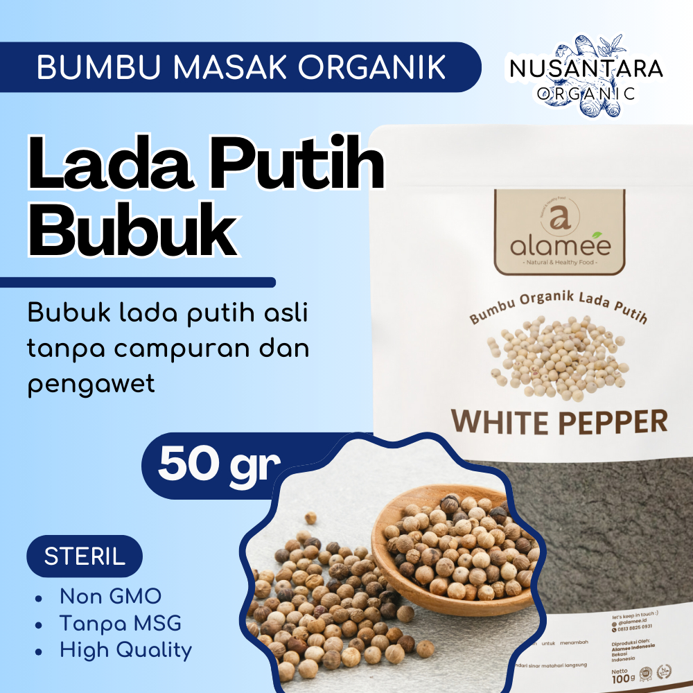 

ALAMEE Bubuk Lada Putih 50 gram Merica Whitepepper Powder Bumbu Masak Dapur Organik Rempah Rimpang