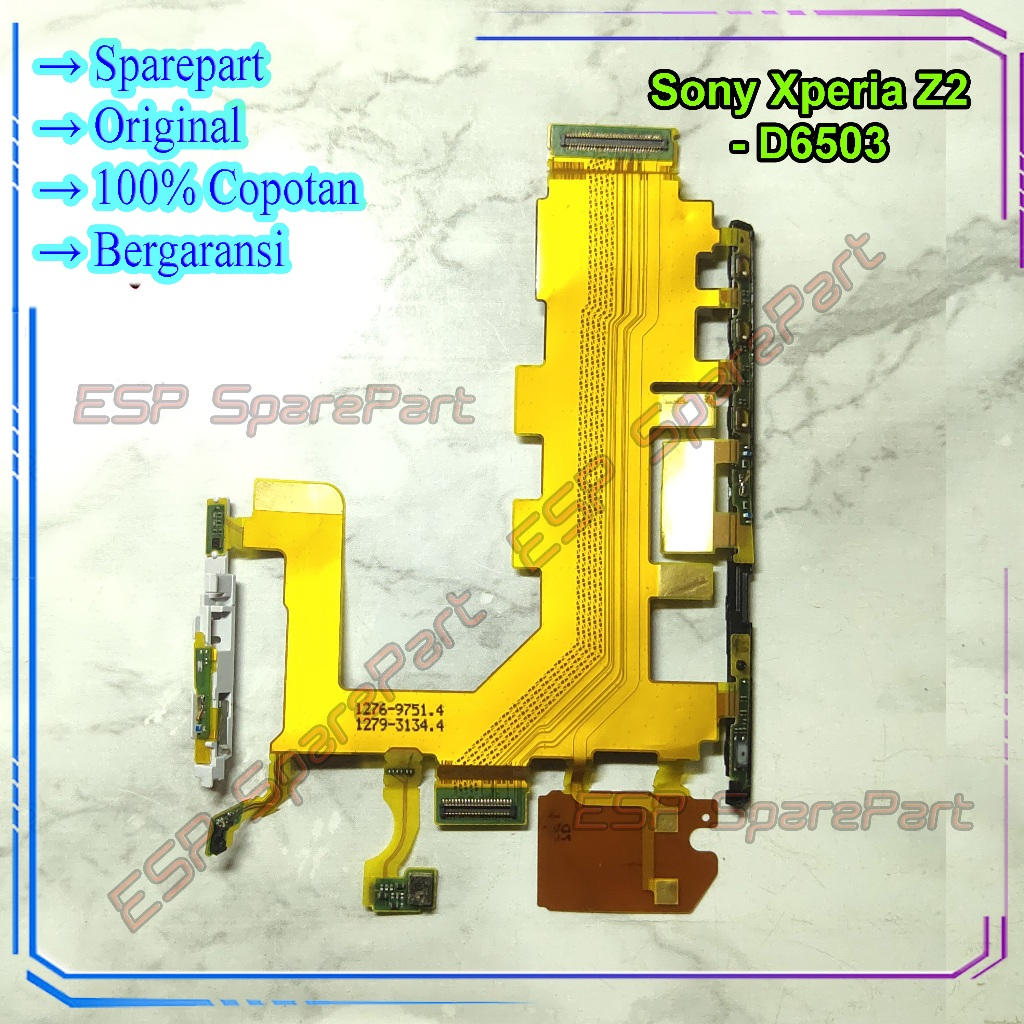 Flexible Board Sony Xperia Z2 - D6503 Penghubung Mesin / Tombol Power Dan Volume Copotan