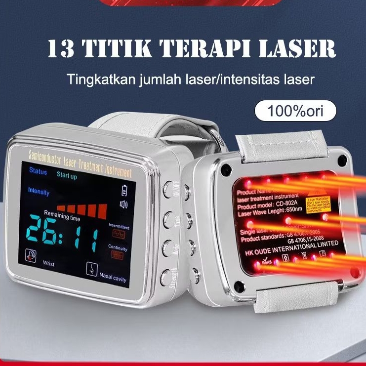 PROMO Jam tangan Terapi laser 12/13/15 titik laser fisioterapi untuk diabetes kolesterol darah tingg