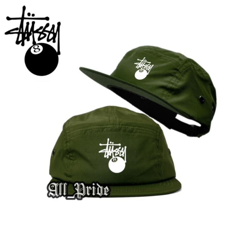 Topi 5 Panel Stussy 8 ball / Five Panel Snapback Hat Caps / Topi Distro Pria Casual / Topi Lima Pane