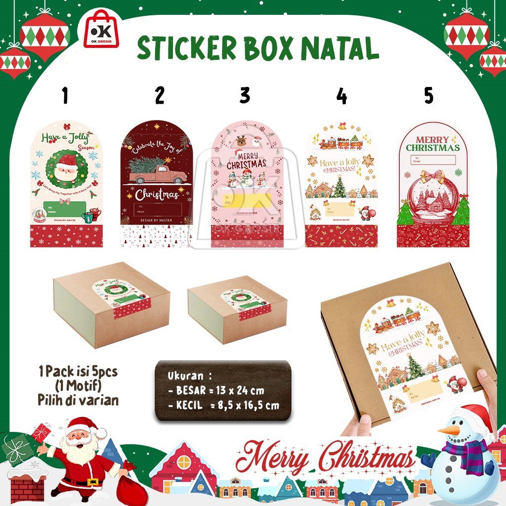 

Sticker Box Natal Stiker Dus Kotak Kado Christmas Hampers (isi 5lbr)
