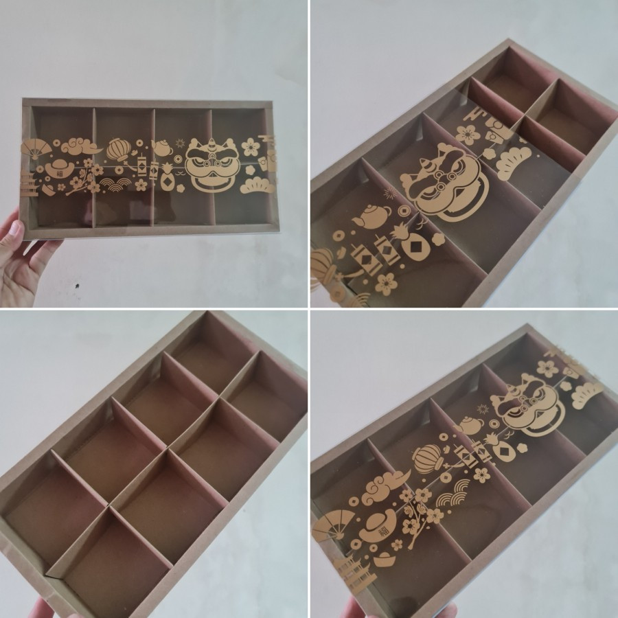 

1 Pack Isi 5 Pcs Dus Parcel Imlek Mika Sekat 8 Coklat Box Motif Chinese New Year Ukuran 32 x 17 x 4.5 cm