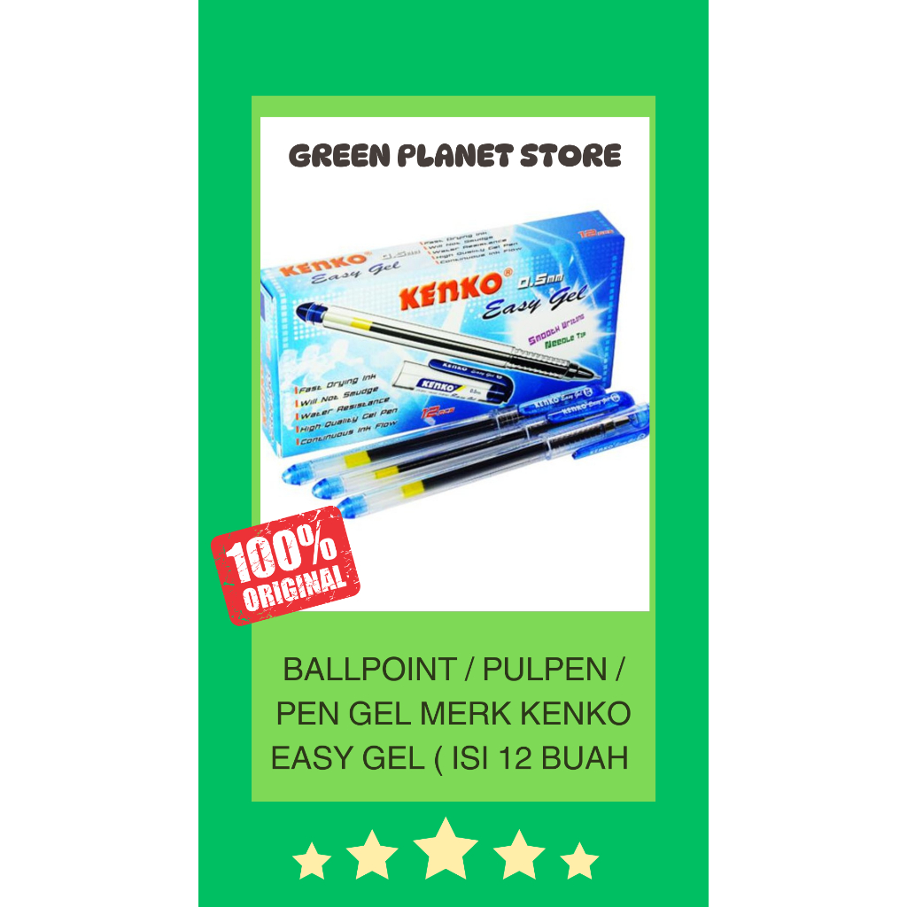 

Ballpoint / Pulpen / Pen Gel Merk Kenko Easy Gel ( Isi 12 buah )