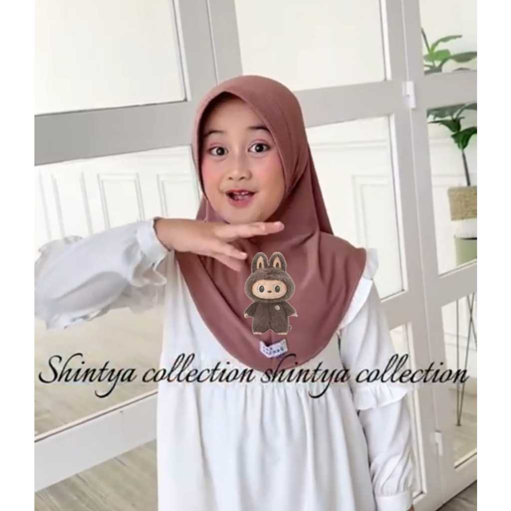Jilbab Hijab Anak Perempuan Labubu  Usia 3 - 7 tahun