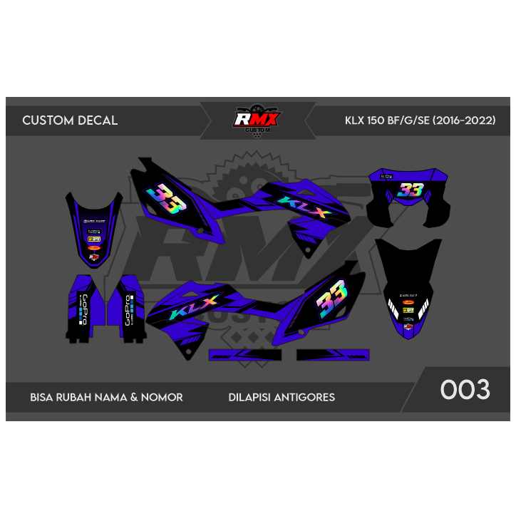 DECAL STICKER KLX BF (003) DEKAL STIKER KLX 150 G/SE/EXTREME/NEW FULLBODY 2016 2017 2018 2019 2020 2