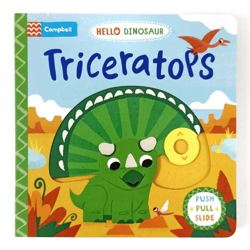 Campbell Hello Dinosaur Triceratops Boardbook Original Buku Anak Balita Interaktif