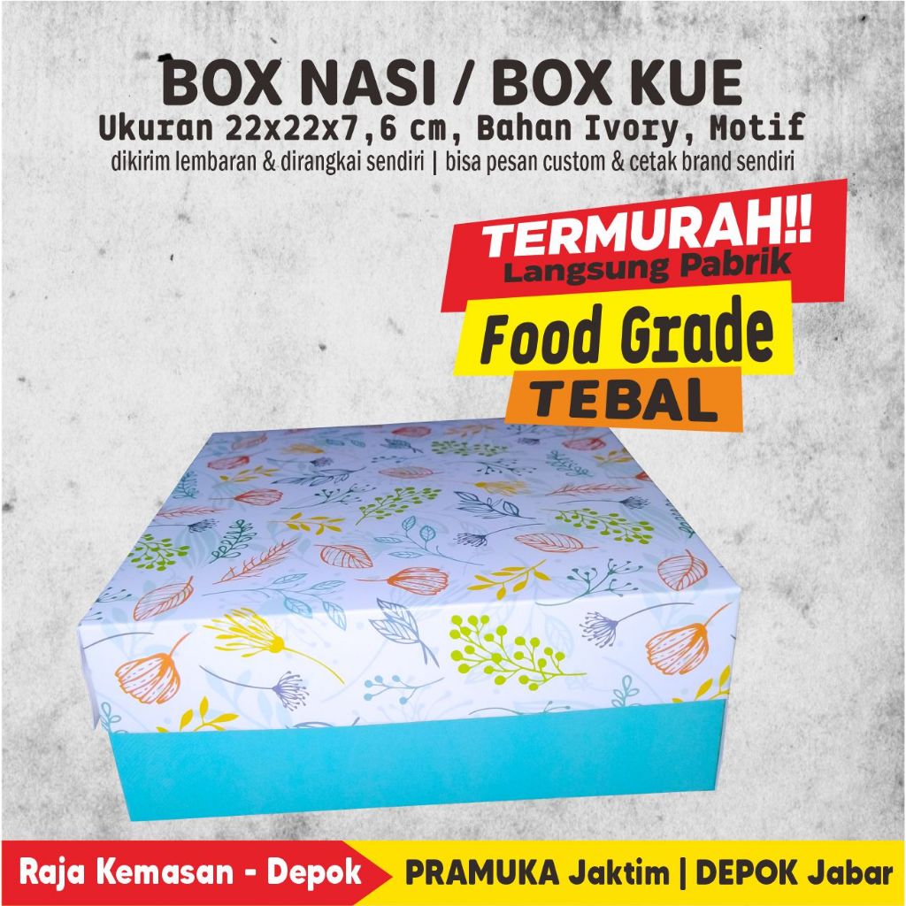 BOX KUE 22CM MOTIF FOOD GRADE