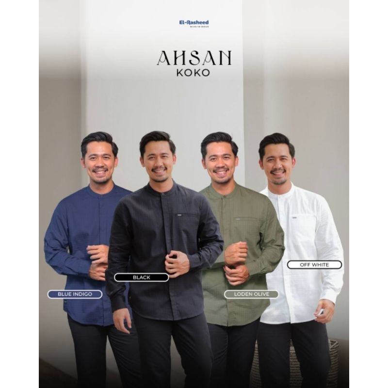 Koko Ahsan Long Sleeve Baju Atasan Laki Laki by Yasmeera | Atasan Pria Lengan Panjang Polos Premium 