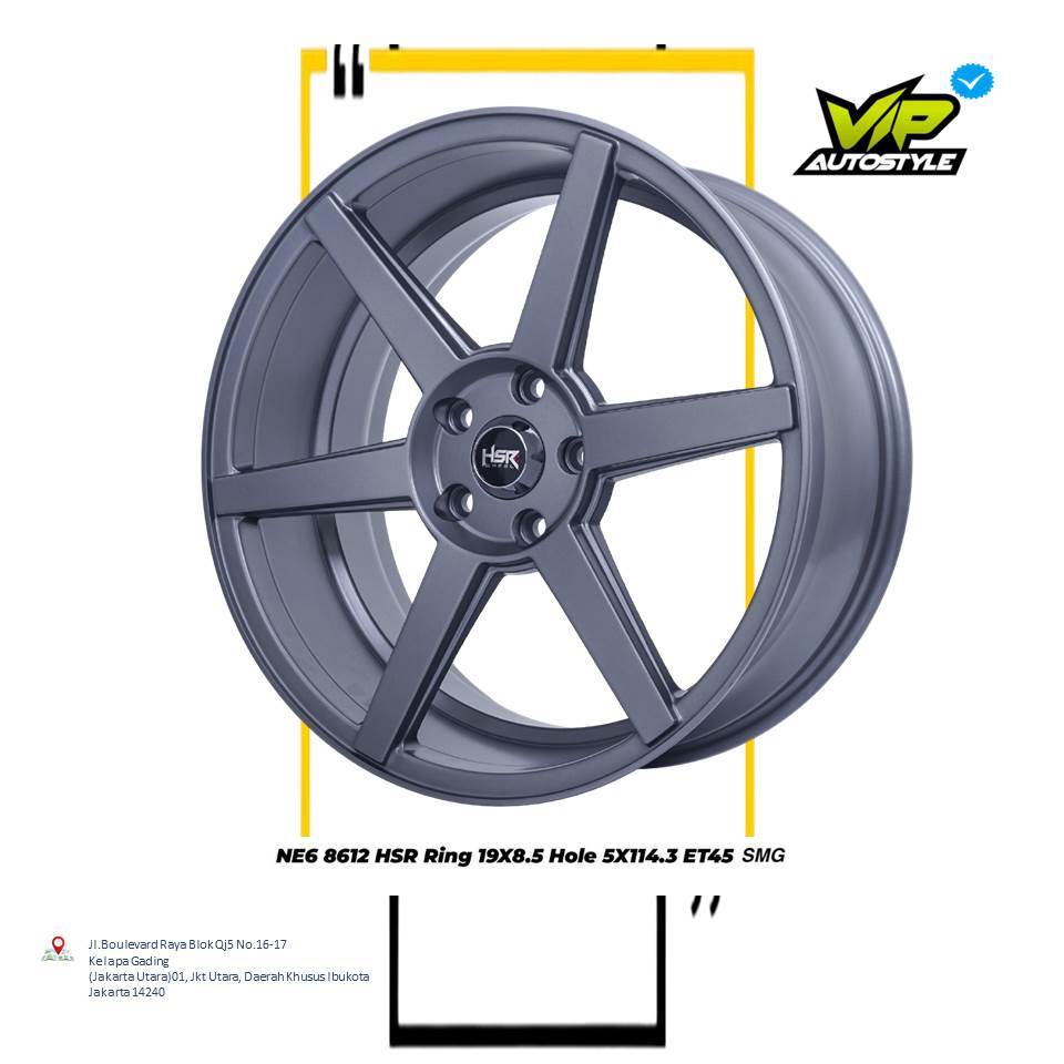 HSR NE6 R19 - Velg Mobil CX5, Camry, Civic Turbo, Innova Zenix Ring 19 - HSR jakarta