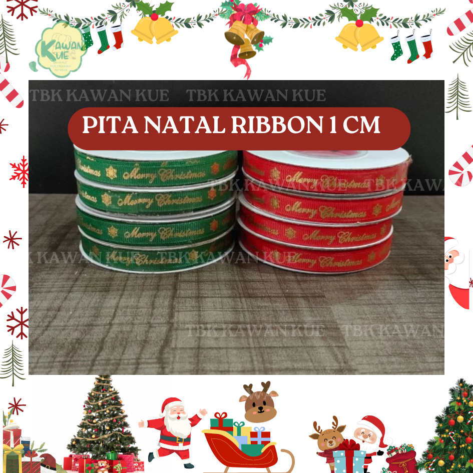 

PITA NATAL RIBBON 1 CM - HIASAN DEKORASI CRISTHMAS - PITA HIAS - PITA NATAL PARCEL