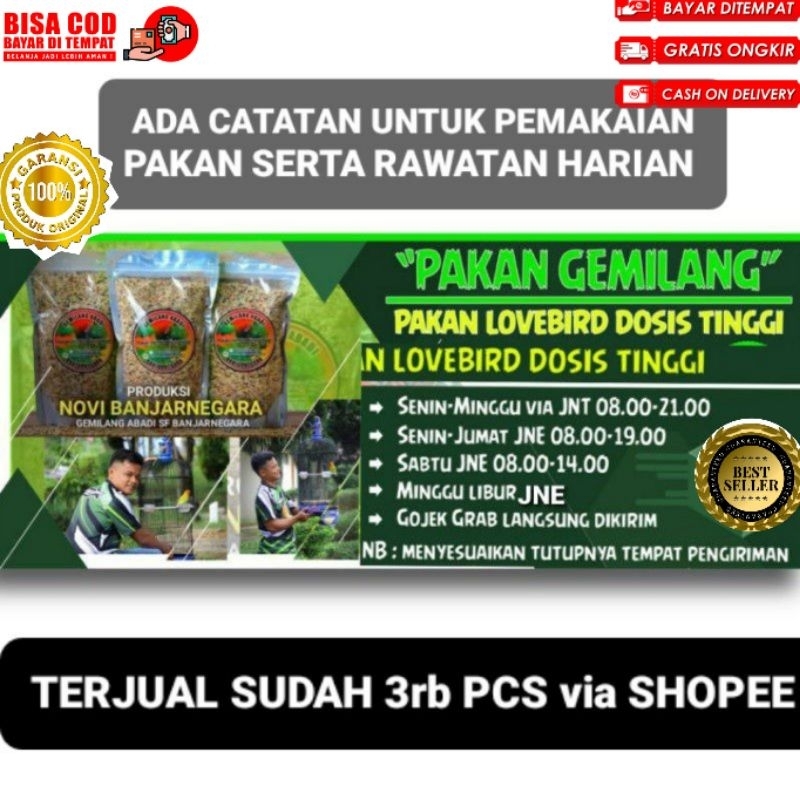 milet gemilang abadi pakan gemilang abadi Lovebird lomba