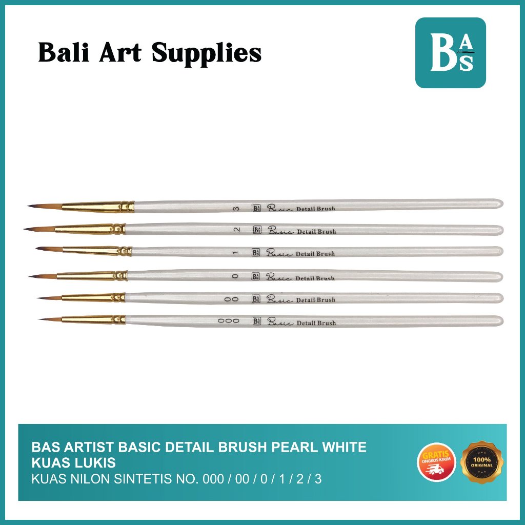 

Bali Art Supplies - Artist Basic Single Detail Brush Pearl White - Kuas Lukis