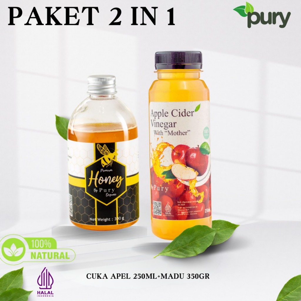 

[Pury] Paket Diet - Paket 2 in 1 Madu 350gr + Cuka Apel 250gr