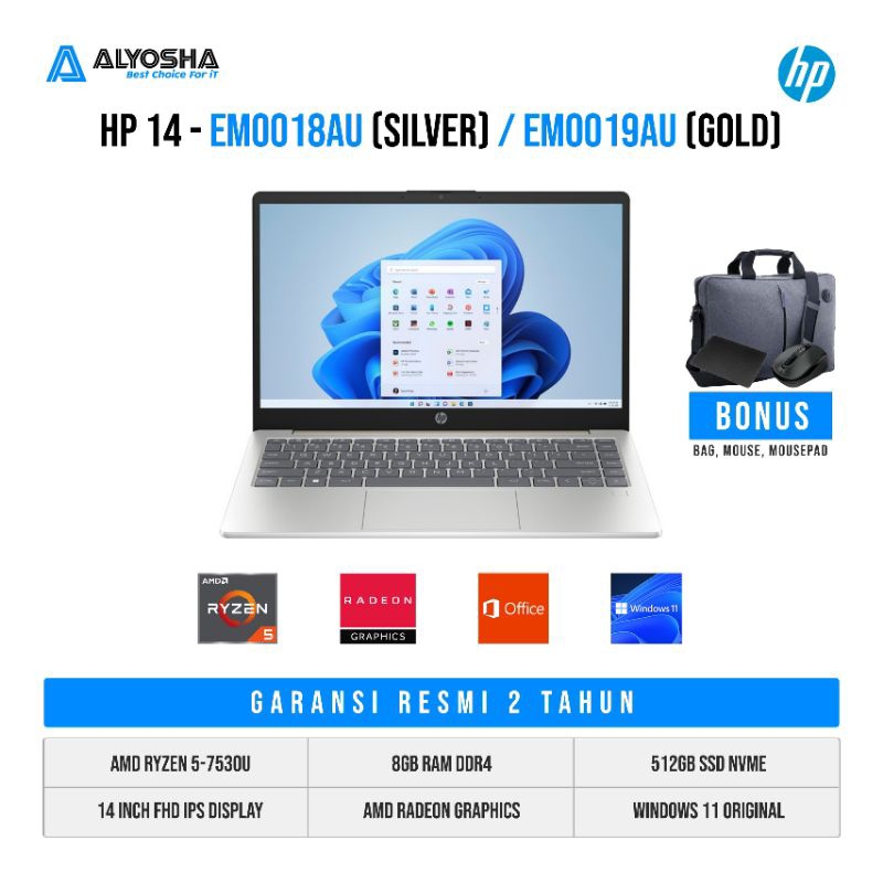 HP Laptop 14-em0018au (Natural silver)HP Laptop 14-em0019au (GOLD)