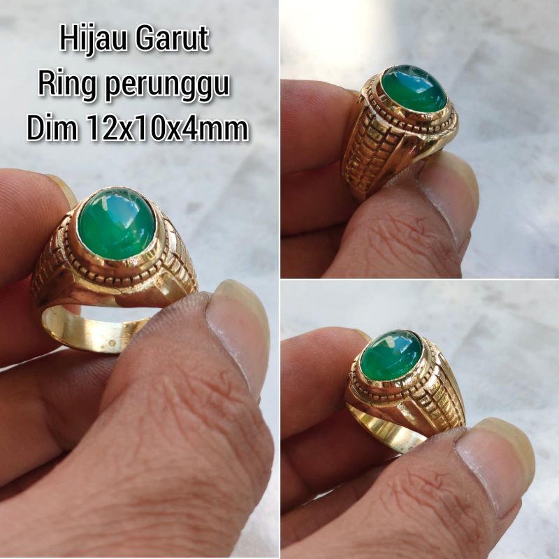 CINCIN PRIA BATU HIJAU GARUD KECIL RING PERUNGGU GOLD