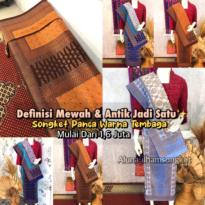 Songket Panca Warna 5 Dimensi Tembaga ORI-Asli Tenun Tangan Palembang(Ilham Songket)