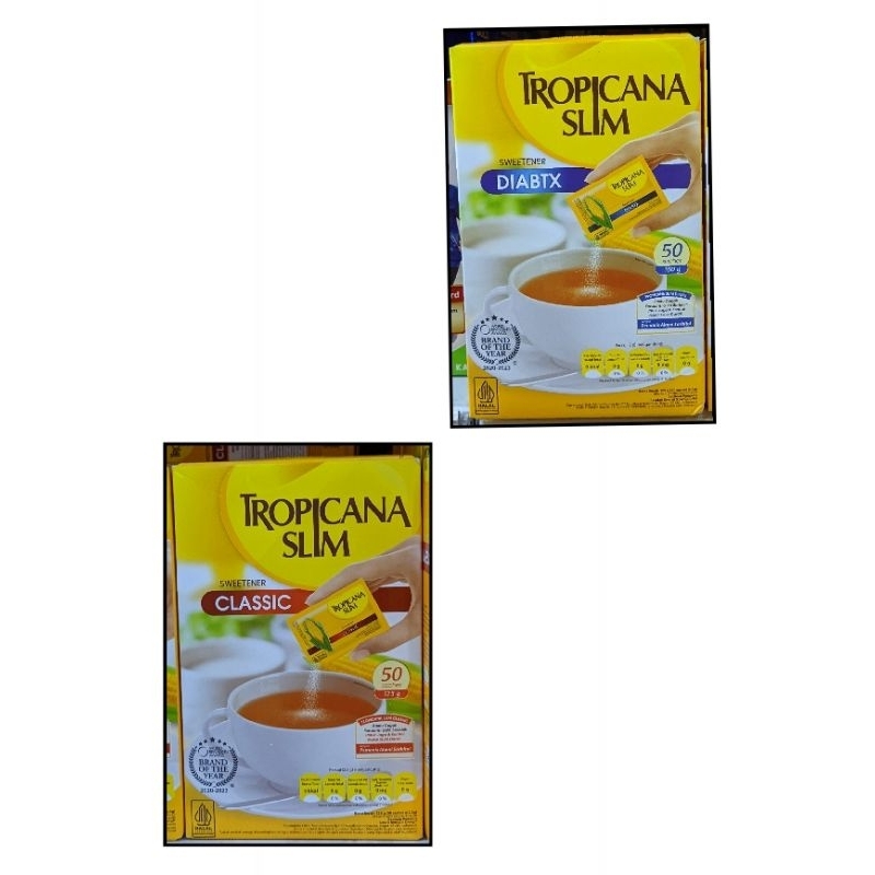 

TROPICANA SLIM Sweetener Classic & Sweetener Diabtx 50 Sachet || Tropicana Slim 100 Gram || Tropicana Slim Sweetener Classic || Tropicana Slim Sweetener Diabtx || Pemanis Alami || Pemanis Untuk Diabetes