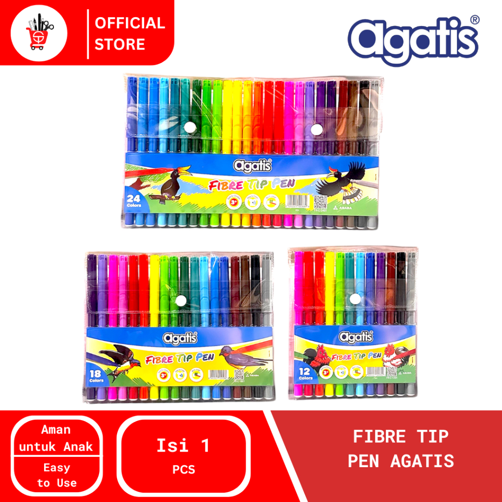 

Fibre Tip Pen | Marker | Spidol Warna Agatis 12, 18 & 24 Warna (1 SET)