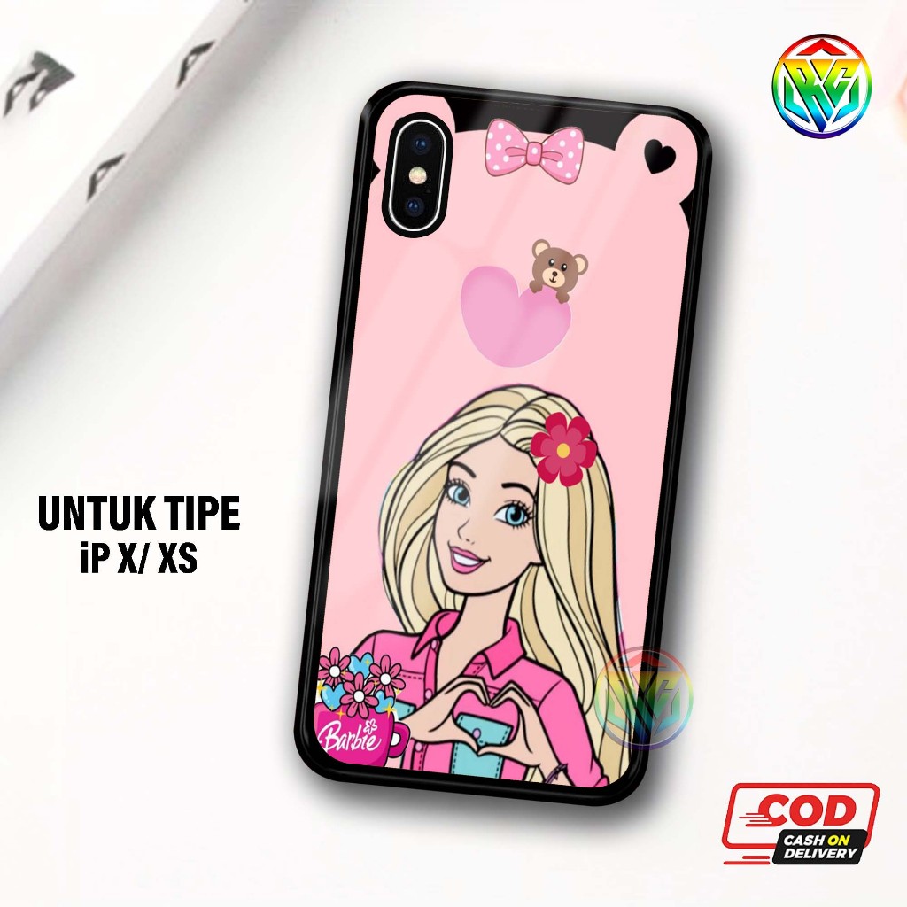 Real Case iPHONE X/XS Terbaru Case kilau - New Case Glossy casing Hp IPHONE X/XS [Motif BERBIE] - Ha