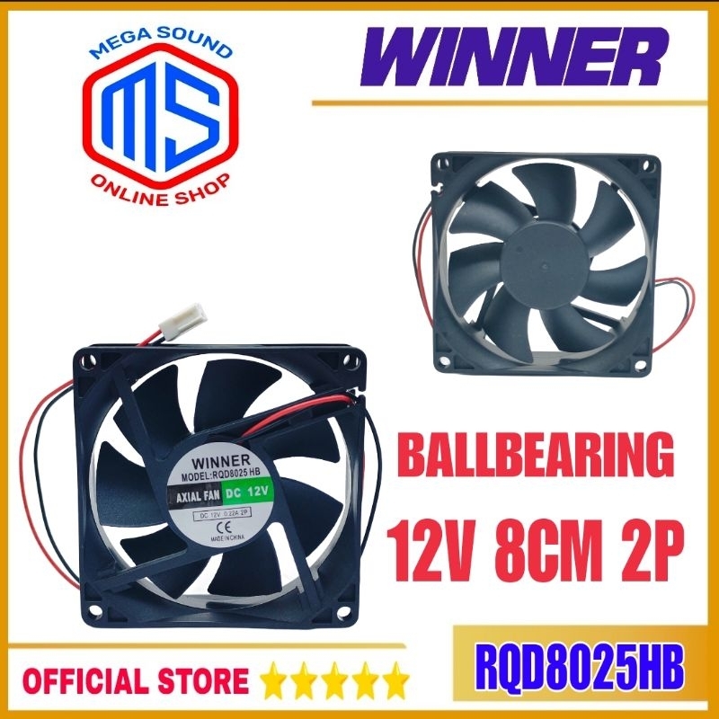 Winner Fan DC 12V 8CM 2pin Ballbearing Fan DC 8CM 2 PIN KONECTOR