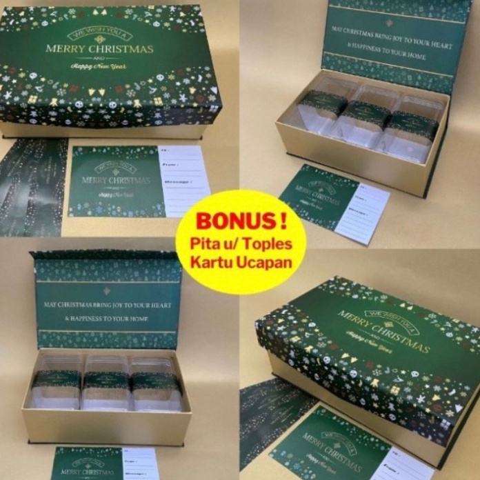 

HJ6 Hardbox kue kering box kue kering Natal Box isi 3 untuk toples 35gr Natal Box hampers kue kering