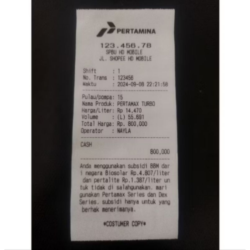 

cetak nota pom versi 5