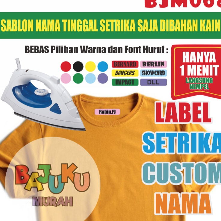 

ORIGINAL BJM68 Sticker Nama Label Printing Kain kaos Sablon Setrika Isi 5pcs Gratis Custom Nama Label DTF